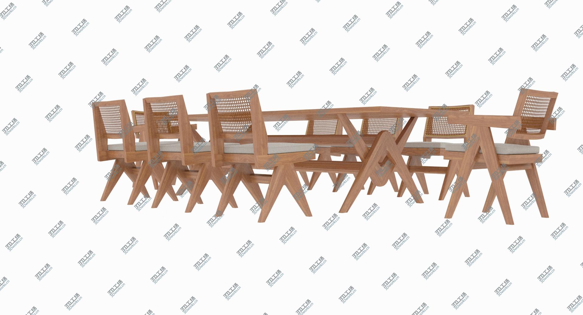 images/goods_img/202105073/3D Cassina Jeanneret Capitol Complex Table with Office Chair and Wooden Chair with Cushions Set model/2.jpg